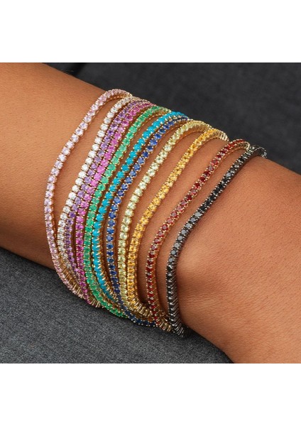 E Tenis Bilekliği Kübik Zirkonya Kristal Tenis Bilekliği Kadın Erkek Bling Buzlu Out Bilezik Homme Düğün Takısı Hip Hop Aksesuarları Hediye (Yurt Dışından) indirimleri