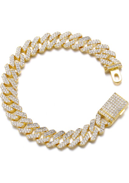 10MM Altın 18 cm Hip Hop Bling Buzlu Out Erkek Rapçi Bilezik Tam Rhinestone Açacağı Kelebek Miami Küba Link Zinciri Bilezik Erkekler Için Takı (Yurt Dışından)