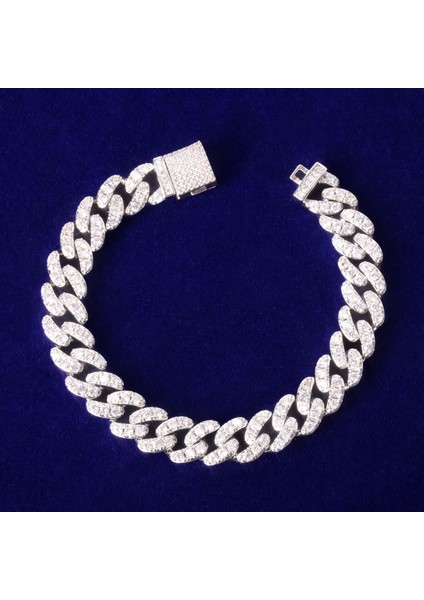 Gül Altın 8 Inç 10MM Altın Renk Miami Küba Bağlantı Bilezik Bling Kadınlar Takı Aaaa Zirkon Charm Hip Hop Zinciri (Yurt Dışından) modelleri