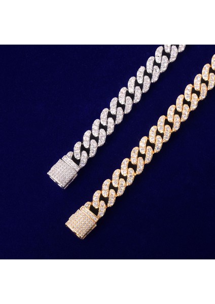 Gül Altın 8 Inç 10MM Altın Renk Miami Küba Bağlantı Bilezik Bling Kadınlar Takı Aaaa Zirkon Charm Hip Hop Zinciri (Yurt Dışından) fırsatları