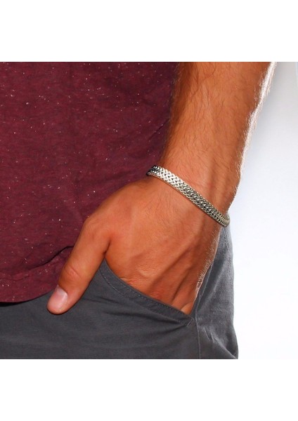 6.3mm BR-1291GR 19CM Şık Paslanmaz Çelık Balı Tılkı Kuyruk Zincir Bileklik Erkekler Için Çift Franco Bağlantılı Zincirler Bileklikler Kol Bant Erkek Takı (Yurt Dışından)