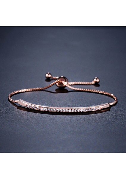 2021BP-GÜL Altın Junzı Köpüklü Zirkonya Küçük Yay Bilezik Kadınlar Için Moda Basit Gümüş Renk Kristal Ayarlanabilir Bilezikler Düğün Takı (Yurt Dışından)