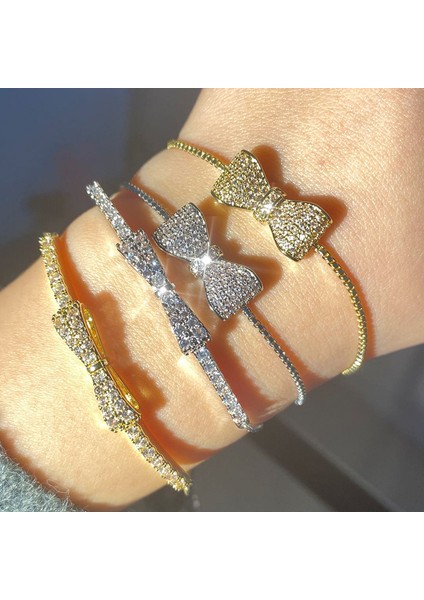 2021BP-GÜL Altın Junzı Köpüklü Zirkonya Küçük Yay Bilezik Kadınlar Için Moda Basit Gümüş Renk Kristal Ayarlanabilir Bilezikler Düğün Takı (Yurt Dışından) modelleri