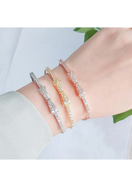 2021BP-GÜL Altın Junzı Köpüklü Zirkonya Küçük Yay Bilezik Kadınlar Için Moda Basit Gümüş Renk Kristal Ayarlanabilir Bilezikler Düğün Takı (Yurt Dışından) fırsatları