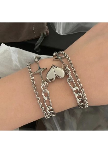 Stil 3 2 Adet/takım Nefis Romantik Gümüş Renk Kalp Mıknatıs Çift Bilezik Parti Düğün Erkek Kadın Moda Takı En Iyi Arkadaşı Hediye (Yurt Dışından) modelleri