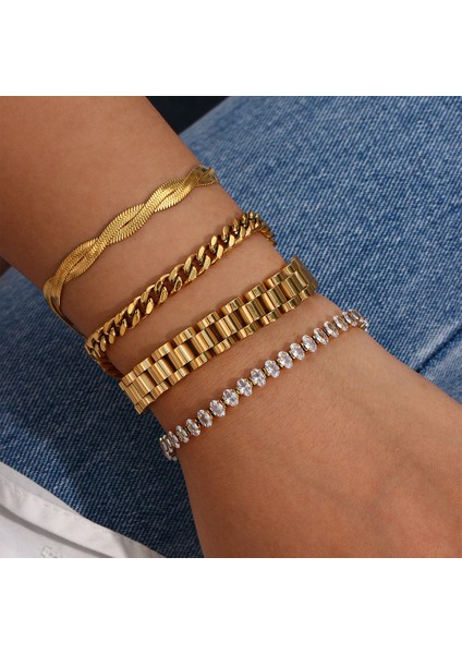 Gümüş Boyut 2 Renk Son 1-2 Yıl Miniamlist Altın Takı Sokak Stili Paslanmaz Çelik 316L 18 K Altın Kaplama Küba Zincir Kadınlar Için Bilezikler (Yurt Dışından) fiyatları