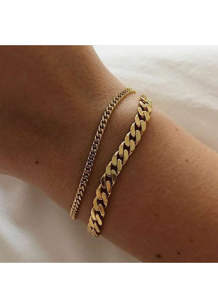 Gümüş Boyut 2 Renk Son 1-2 Yıl Miniamlist Altın Takı Sokak Stili Paslanmaz Çelik 316L 18 K Altın Kaplama Küba Zincir Kadınlar Için Bilezikler (Yurt Dışından) modelleri
