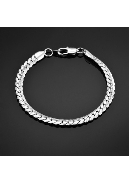 Altın Rengi 4mm 21CM Erkek 4mm 7mm Gümüş Renk Paslanmaz Çelik Bordür Yılan Link Zinciri Bilezikler Kadınlar Için Unisex Bilek Takı Hediyeler (Yurt Dışından)