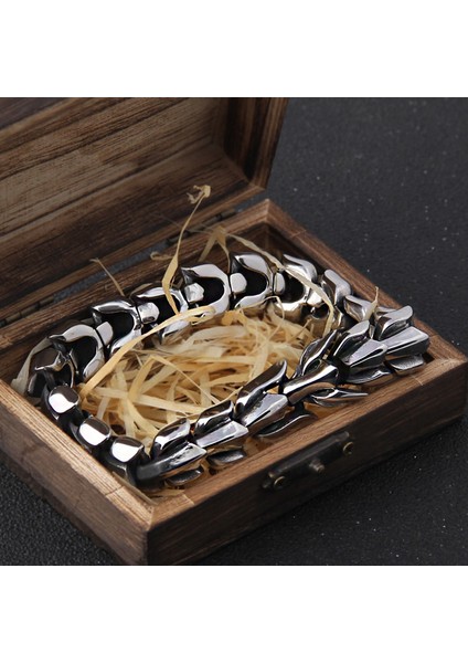 Gümüş Özel Özel Viking Ouroboros Vintage Punk Bilezik Erkekler Için Paslanmaz Çelik Moda Takı Hippop Sokak Kültürü (Yurt Dışından)