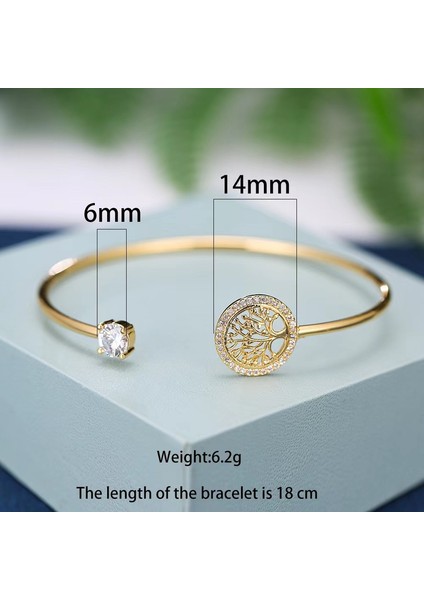 Altın Moda Hayat Ağacı Açık Bilezik Kadınlar Için Beyaz Zirkon Charm Altın Renk Bilezik Boho Takı Hediye Kadınlar Için Pulsera De Mujer (Yurt Dışından) fırsatları