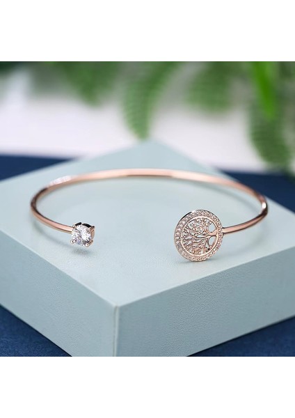 Altın Moda Hayat Ağacı Açık Bilezik Kadınlar Için Beyaz Zirkon Charm Altın Renk Bilezik Boho Takı Hediye Kadınlar Için Pulsera De Mujer (Yurt Dışından) indirimleri