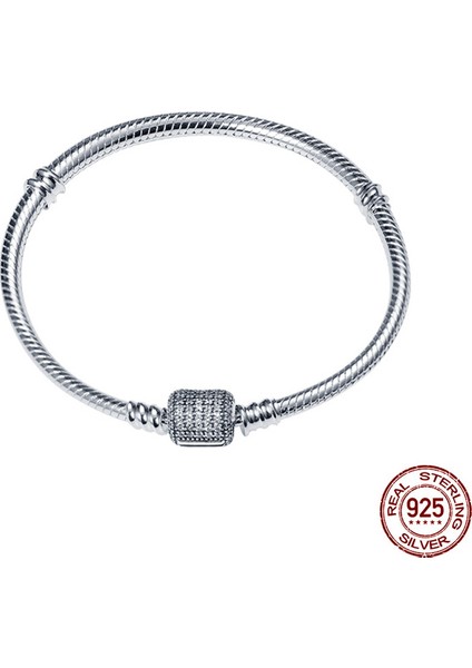 CMB058 17 cm Sıcak Satış 100% Gerçek 925 Gümüş Bilezik Fit Orijinal Tasarım Boncuk Charms Bileklik Dıy Takı Yapımı Kadınlar Için Hediye (Yurt Dışından)