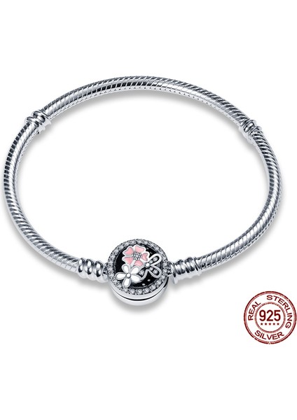CMB058 17 cm Sıcak Satış 100% Gerçek 925 Gümüş Bilezik Fit Orijinal Tasarım Boncuk Charms Bileklik Dıy Takı Yapımı Kadınlar Için Hediye (Yurt Dışından)