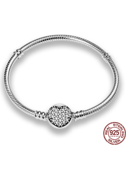 CMB058 17 cm Sıcak Satış 100% Gerçek 925 Gümüş Bilezik Fit Orijinal Tasarım Boncuk Charms Bileklik Dıy Takı Yapımı Kadınlar Için Hediye (Yurt Dışından)