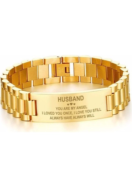 Altın Rengi Vnox Siyah Erkek Paslanmaz Çelik Kazınmış Kimlik Bileklik Saat Bağlantı Tasarımı 20 cm Uzunluk Çok Renkli Benzersiz Anlamlı Koca Hediyesi (Yurt Dışından)