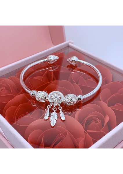 SL465 Trend 925 Gümüş Renk Dreamcatcher Püskül Tüy Charm Bilezik Bileklik Kadınlar Için Moda Zarif Takı Aksesuarları SL209 (Yurt Dışından)