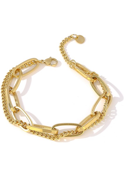 YH1800A Altın Yhpup Moda Link Zinciri Paslanmaz Çelik Bileklik Bileklik Kadınlar Için Nefis Altın Metal Doku Takı Kız Plaj Hediyesi Брелок (Yurt Dışından)
