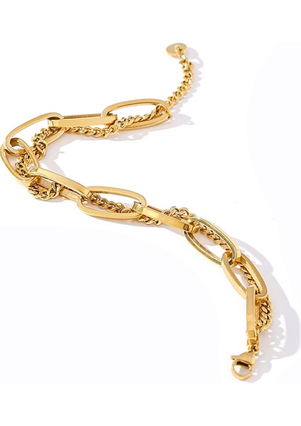 YH1800A Altın Yhpup Moda Link Zinciri Paslanmaz Çelik Bileklik Bileklik Kadınlar Için Nefis Altın Metal Doku Takı Kız Plaj Hediyesi Брелок (Yurt Dışından) fırsatları