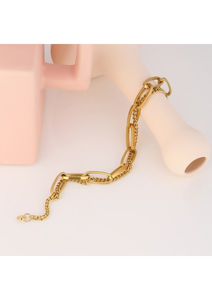 YH1800A Altın Yhpup Moda Link Zinciri Paslanmaz Çelik Bileklik Bileklik Kadınlar Için Nefis Altın Metal Doku Takı Kız Plaj Hediyesi Брелок (Yurt Dışından) indirimleri
