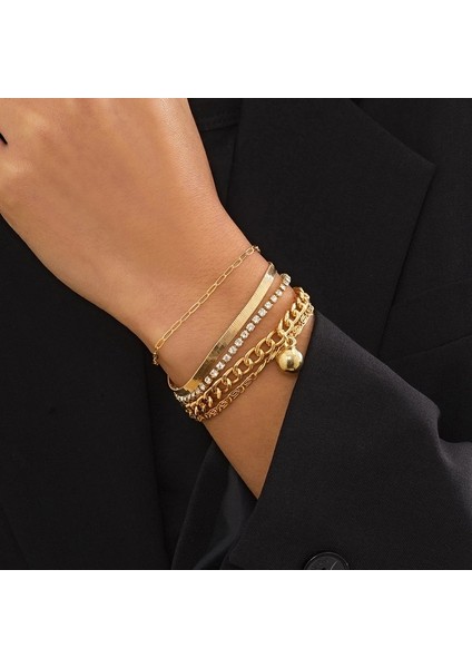 Altın 13 5 Adet/takım Bohemian Punk Küba Zincir Bileklik Kadınlar Için Set Kilit Yılan Bağlantı Charm Bilezikler Bilezik Çift Moda Bilek Takı (Yurt Dışından)