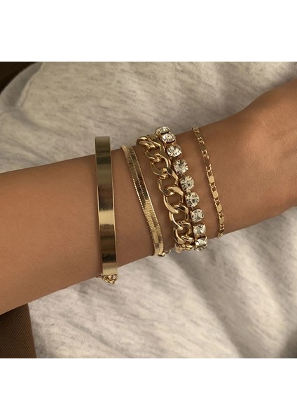 Altın 13 5 Adet/takım Bohemian Punk Küba Zincir Bileklik Kadınlar Için Set Kilit Yılan Bağlantı Charm Bilezikler Bilezik Çift Moda Bilek Takı (Yurt Dışından) modelleri