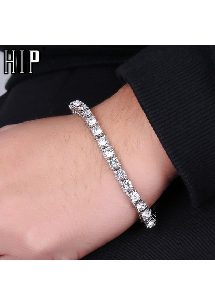 5 mm 8 Inç Hip Hop 1 Sıra 2 Adet Satış Bling Cz Buzlu Out Rhinestone Kübik Zirkonya Bilezik Tenis Zinciri Bilezikler Kadın Erkek Takı (Yurt Dışından) fiyatları