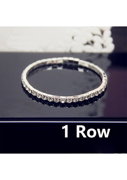 1 Satır Lüks Tam Beyaz Aaa Cz Zirkon Kristal Elastik Bilezik Bling Buzlu Out Rhinestone Kadın Bilezik Kadınlar Için Düğün Takısı (Yurt Dışından)