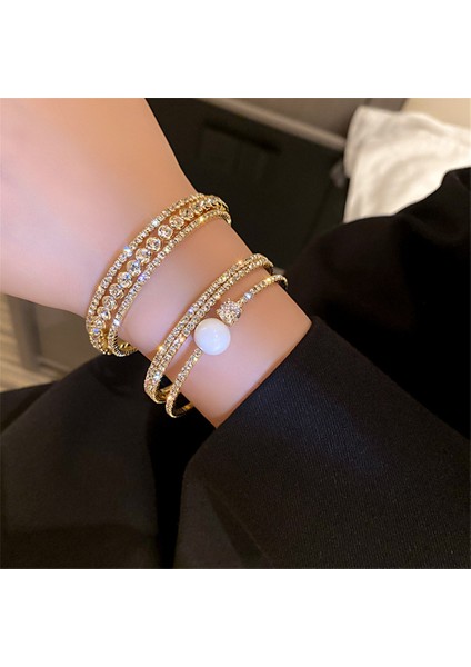 Stil 3 Lüks Renk Kristal Tenis Bilezikler Kadınlar Için Inci Ilmek Aaa Kübik Zirkonya Rhinestone Boncuk Zincir Parti Güzel Takı (Yurt Dışından) fiyatları
