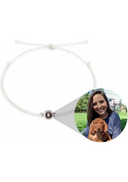 Beyaz Dıy Kişiselleştirilmiş Daire Fotoğraf Bilezik Özel Projeksiyon Bilezikler Çift Anıt Takı ile Noel Hediyesi Kadın Erkek Için Yeni (Yurt Dışından)