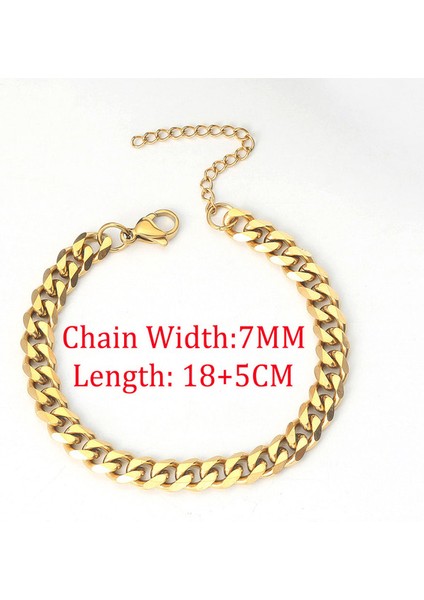 C042-2 Hip Hop Genişliği 3/4 mm Paslanmaz Çelik Kısa Halat Zincir Bilezik Erkekler Için Homme Basit Punk Zincir El Moda Rapçi Takı (Yurt Dışından)