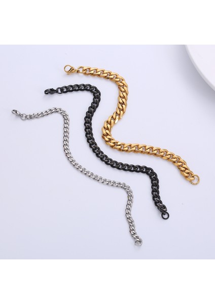 7mm 19 cm Curb Küba Link Zinciri Bilezikler Kadınlar Için Unisex Bilek Takı Hediyeler Pulseras Paslanmaz Çelik Hiphop/kaya Erkek Bilezik (Yurt Dışından) fiyatları