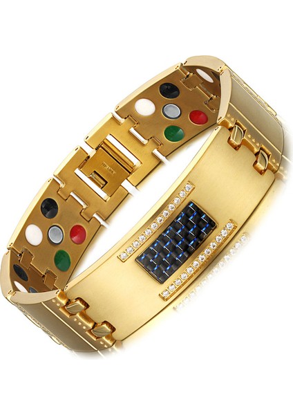 G Bilezik Welmag Moda Zarif Kristal Manyetik Titanyum Bileklik Bilezik Erkekler Için Germanyum Turmalin Erkek Sağlık Takı Bileklik (Yurt Dışından)