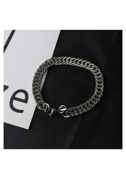 Bilezik 07 Bilezik Titanyum Çelik Bileklikler Katmanlı Bilezikler Bayanlar Yuvarlak Toka Mücevherat Çiftler Moda Vintage Gümüş Renk Pulseras (Yurt Dışından)