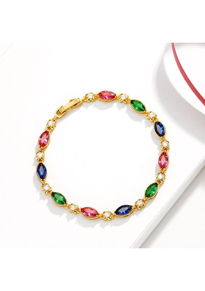 Kırmızı 17.5cm ile 3 cm Mxgxfam (17.5cm+3cm) Kadınlar Için Yeni Yeşil / Kırmızı Zirkon Bilezikler Moda Takı Saf Altın Rengi 24 K (Yurt Dışından) fiyatları