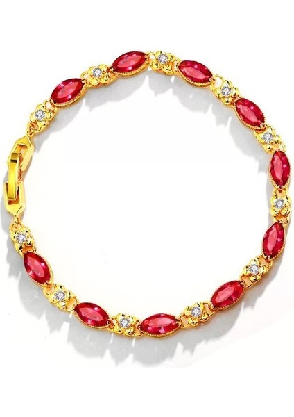 Kırmızı 17.5cm ile 3 cm Mxgxfam (17.5cm+3cm) Kadınlar Için Yeni Yeşil / Kırmızı Zirkon Bilezikler Moda Takı Saf Altın Rengi 24 K (Yurt Dışından) modelleri
