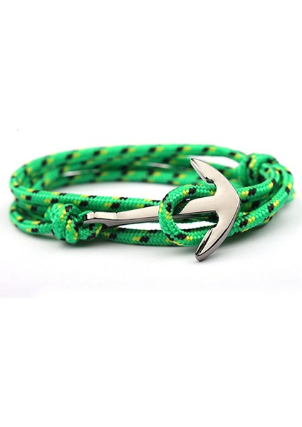 Qb-05 19 cm Moda Naylon Bilezik Kadın Erkek Çift Hediyeler Wrap Örgülü Bileklik Erkek Bilezik Trendy Halat Altın Alaşım Kanca Çapa Bileklik (Yurt Dışından)