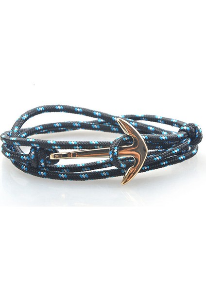 Qb-05 19 cm Moda Naylon Bilezik Kadın Erkek Çift Hediyeler Wrap Örgülü Bileklik Erkek Bilezik Trendy Halat Altın Alaşım Kanca Çapa Bileklik (Yurt Dışından)
