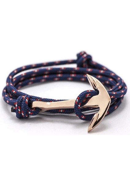 Qb-05 19 cm Moda Naylon Bilezik Kadın Erkek Çift Hediyeler Wrap Örgülü Bileklik Erkek Bilezik Trendy Halat Altın Alaşım Kanca Çapa Bileklik (Yurt Dışından)