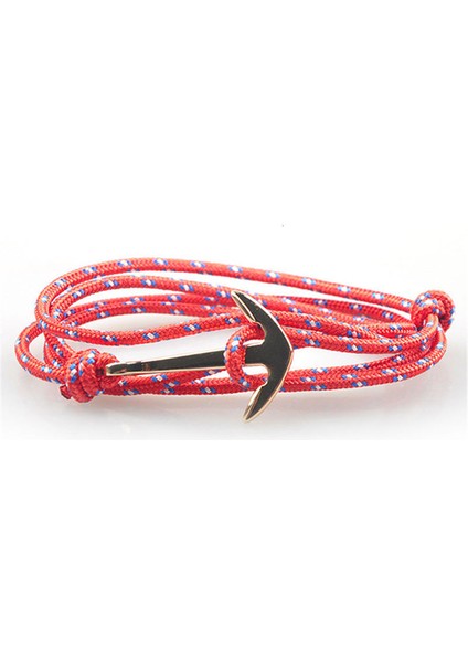 Qb-05 19 cm Moda Naylon Bilezik Kadın Erkek Çift Hediyeler Wrap Örgülü Bileklik Erkek Bilezik Trendy Halat Altın Alaşım Kanca Çapa Bileklik (Yurt Dışından)