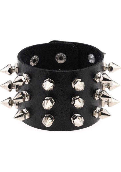 P132 Siyah Emo Başak Bilezik Kadın Erkek Goth Punk Vegan Pu Deri Çift Bilezik Manşet Bilezik Çivili Cadılar Bayramı Bileklik Takı (Yurt Dışından) indirimleri