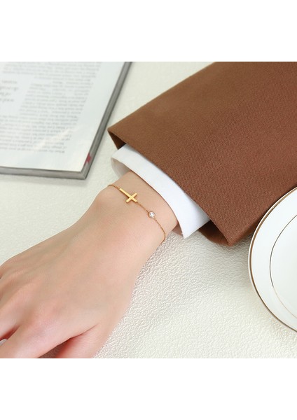 BR-935G Kadın Minimalizm Ince Zincir Çapraz Hilal Ay Yıldız Bilezik, Paslanmaz Çelik Kadın Ayarlanabilir Bağlantı Yığılmış Katmanlı (Yurt Dışından) fırsatları