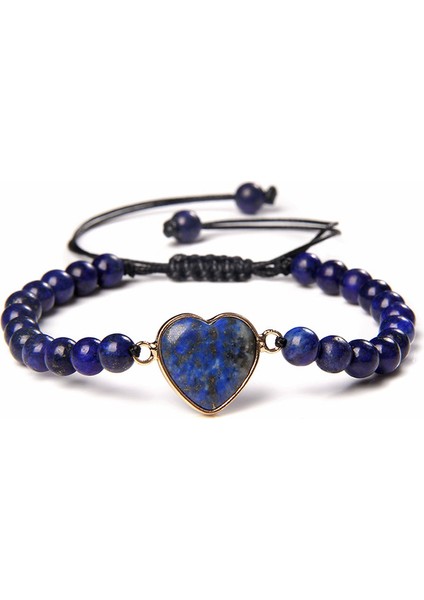 Lapis Lazuli Ayarlanabilir Doğal Amazonit Taş Bilezikler Kadın Erkek Şifa Denge Meditasyon Aşk Kalp Bilezik Dokuma Halat Koruma Takı (Yurt Dışından)
