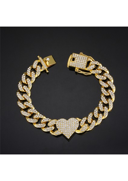 13MM Altın 22 cm Hip Hop Bling Buzlu Out Erkek Rapçi Bilezik Tam Rhinestone Açacağı Kelebek Miami Küba Link Zinciri Bilezik Erkekler Için Takı (Yurt Dışından)