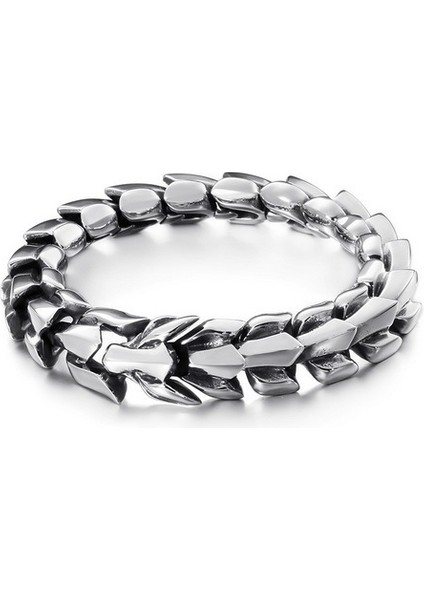 GENIŞLIK-15MM 21 cm Kalen Yüksek Cilalı Ok Şekilli Bilezik Erkekler 22 cm Paslanmaz Çelik Bisiklet Zincir Bilezik Boho Erkek Takı Aksesuarları (Yurt Dışından)