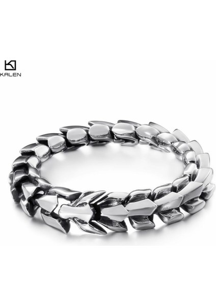 GENIŞLIK-15MM 21 cm Kalen Yüksek Cilalı Ok Şekilli Bilezik Erkekler 22 cm Paslanmaz Çelik Bisiklet Zincir Bilezik Boho Erkek Takı Aksesuarları (Yurt Dışından) modelleri