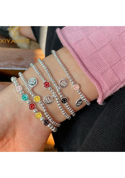 VBS4678 Xıyanıke Yaz Yeni Gökkuşağı Gülen Yüz Boncuk Bilezik Kadın Kızlar Için Moda Trendy Takı Arkadaş Hediye Parti Bilezik Femme (Yurt Dışından) fiyatları
