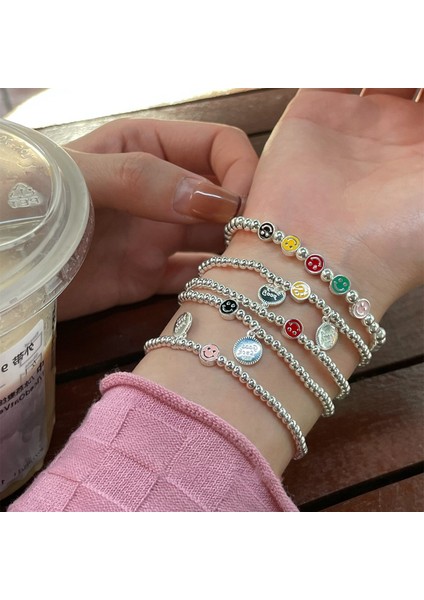 VBS4678 Xıyanıke Yaz Yeni Gökkuşağı Gülen Yüz Boncuk Bilezik Kadın Kızlar Için Moda Trendy Takı Arkadaş Hediye Parti Bilezik Femme (Yurt Dışından) modelleri