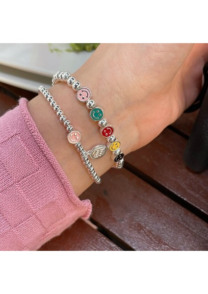 VBS4678 Xıyanıke Yaz Yeni Gökkuşağı Gülen Yüz Boncuk Bilezik Kadın Kızlar Için Moda Trendy Takı Arkadaş Hediye Parti Bilezik Femme (Yurt Dışından) fırsatları