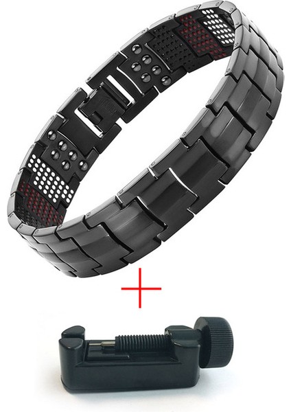 MBT015B 21 cm Escalus Erkek Siyah Saf Titanyum Manyetik Bilezik Erkekler Için 4in1 Mıknatıslar Negatif Iyonlar Germanium Sağlık Bilezikler Takı (Yurt Dışından)
