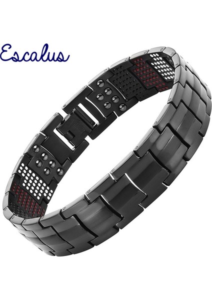 MBT015B 21 cm Escalus Erkek Siyah Saf Titanyum Manyetik Bilezik Erkekler Için 4in1 Mıknatıslar Negatif Iyonlar Germanium Sağlık Bilezikler Takı (Yurt Dışından) fiyatları